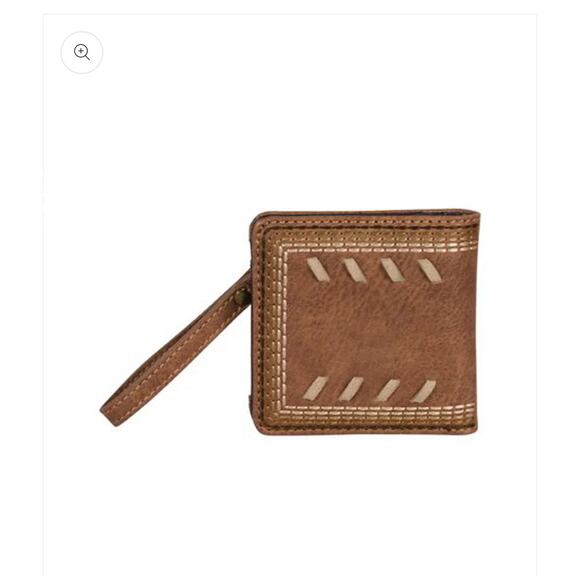 NWT! Justin Ladies Bifold Western Brown Bifold Wallet with Wristlet - Picture 1 of 5
